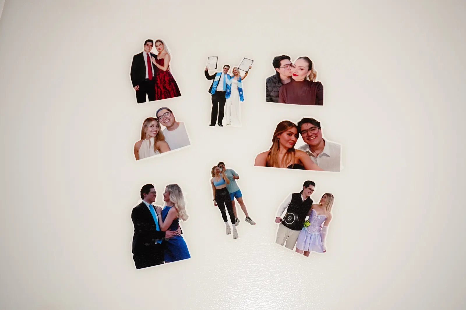Ocho tatuajes temporales recortados con la silueta de fotos de pareja, listos para aplicar